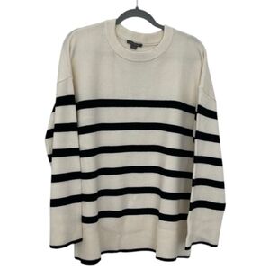 Cream and White matty m Women's Stripe Sweater